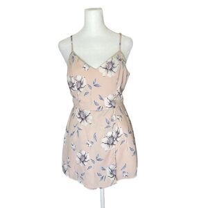 Lulus Small Magical Meadow Romper Skort Dress Vneck Blush Pink Floral
